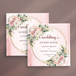 Elegant Rose Gold Floral Eucalyptus Wedding  Guest Book