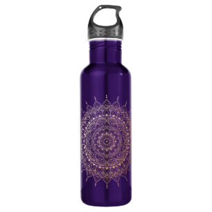 Elegant Rose Gold Floral Henna Mandala 710 Ml Water Bottle