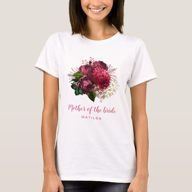 Elegant rose gold floral mother of the bride T-Shirt (Front)