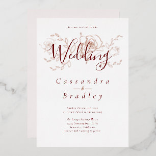 Elegant Rose Gold Floral Pink Burgundy Wedding