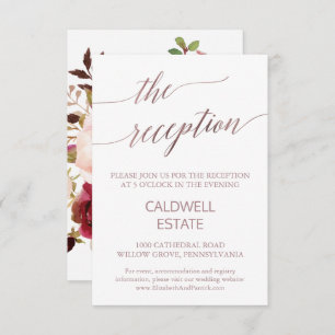 Elegant Rose Gold Floral Reception Enclosure Card