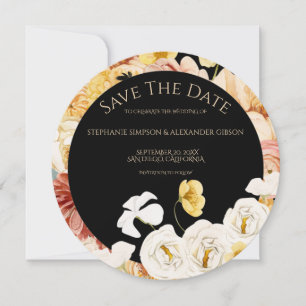 Elegant Rose Gold Floral Save The Date Card