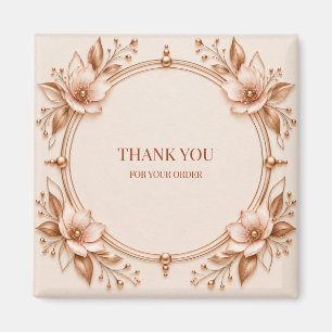 Elegant Rose Gold Floral Square Box Label Magnet
