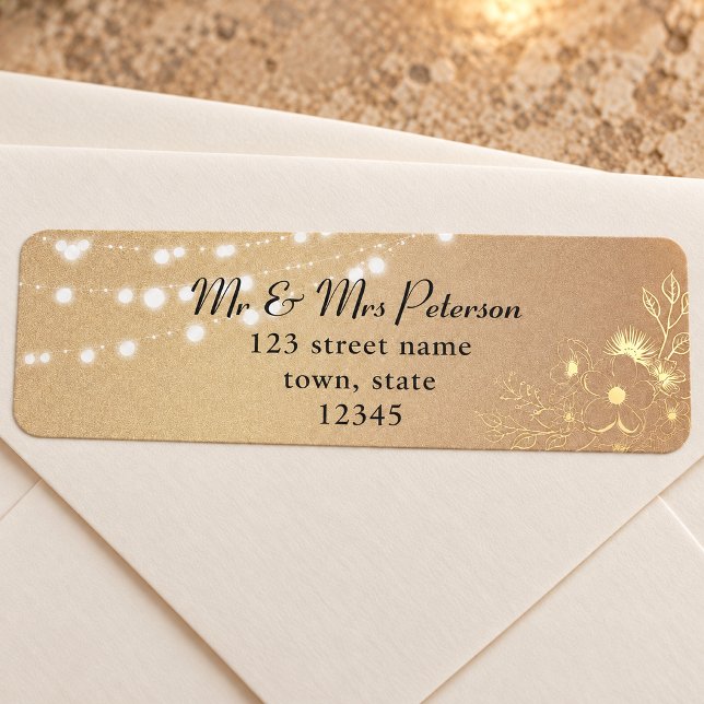 Elegant Rose Gold Floral Wedding Return Address Label (Creator Uploaded)
