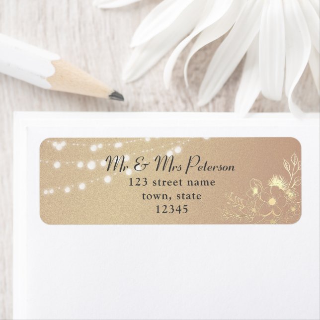 Elegant Rose Gold Floral Wedding Return Address Label (Insitu)