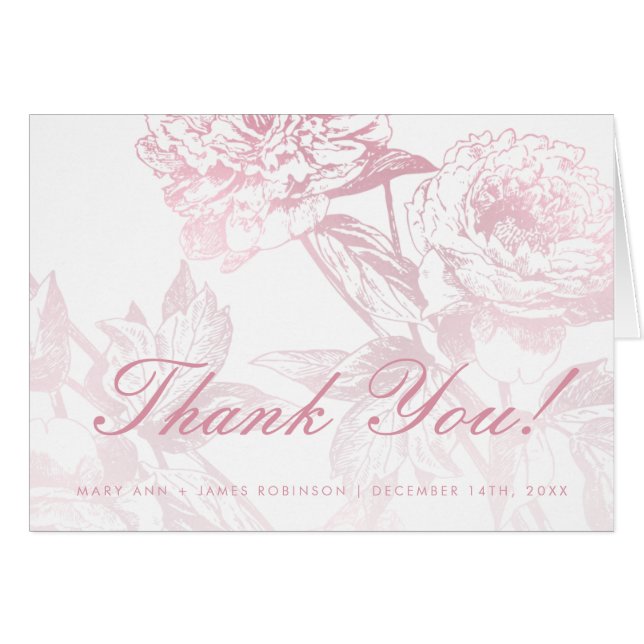 Elegant Rose Gold Floral Wedding Thank you (Front Horizontal)
