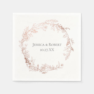 Elegant Rose Gold Floral Wreath Personalised Napkin