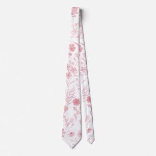 Elegant Rose Gold Flowers White Botanical Tie