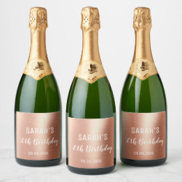 Elegant Rose Gold Foil Any Age 30th Birthday Sparkling Wine Label