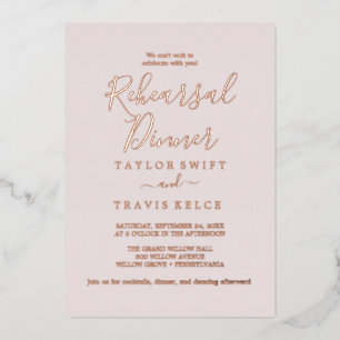 Elegant Rose Gold Foil   Blush Rehearsal Dinner 