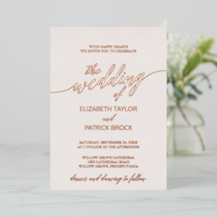 Elegant Rose Gold Foil Calligraphy   Blush Wedding