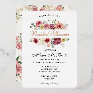 Elegant Rose Gold Foil Calligraphy Bridal Shower