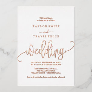 Elegant Rose Gold Foil Calligraphy Wedding