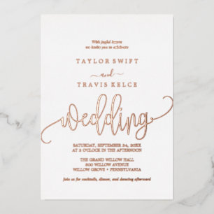 Elegant Rose Gold Foil   Calligraphy Wedding 