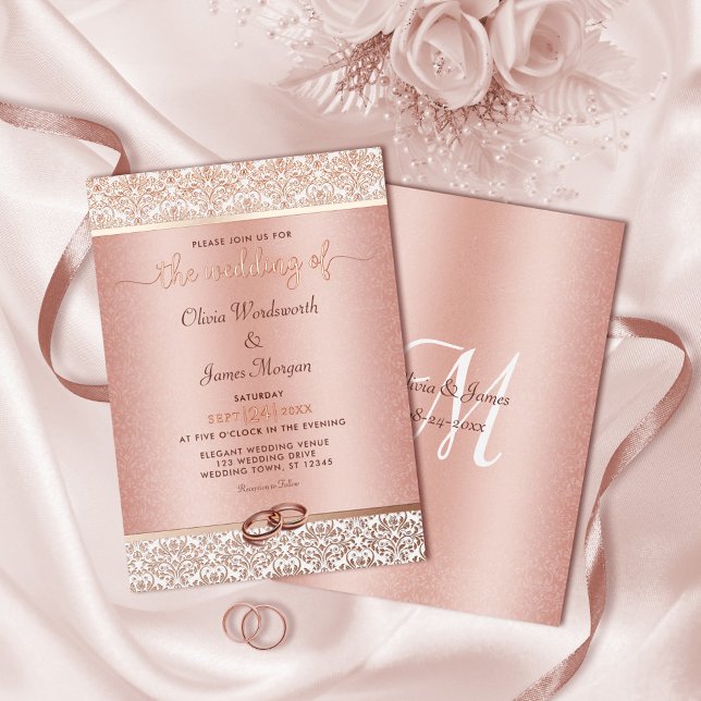 Elegant Rose Gold Foil Damask Wedding (Creator Uploaded)