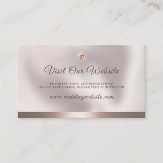 Elegant Rose Gold Foil Diamond Wedding Website Enclosure Card