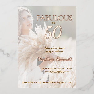 Elegant Rose Gold Foil Fabulous and 50 Birthday