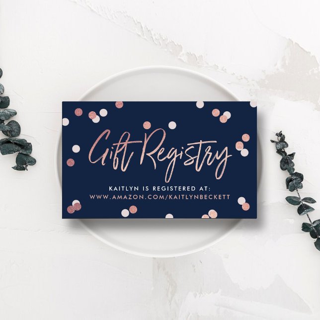 Elegant Rose Gold Foil Gift Registry Wedding Enclosure Card (Creator Uploaded)