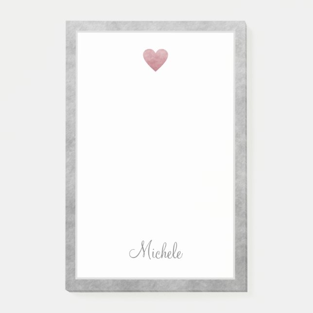 Elegant Rose Gold Foil Heart Modern Script Post-it Notes (Front)