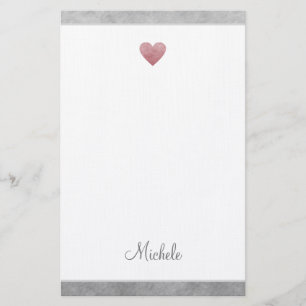 Elegant Rose Gold Foil Heart Modern Script Stationery