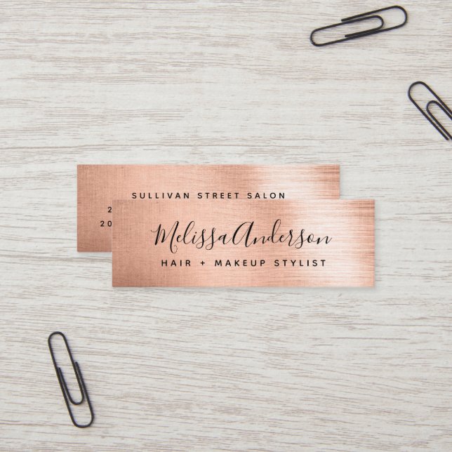 Elegant Rose Gold Foil Mini Business Card (Front/Back In Situ)