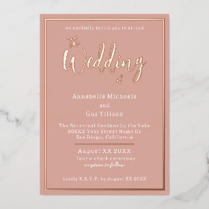Elegant Rose Gold Foil on Peach Wedding