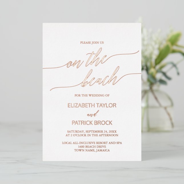 Elegant Rose Gold Foil On The Beach Wedding (Standing Front)