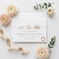 Elegant Rose Gold Foil Save The Date Announcement