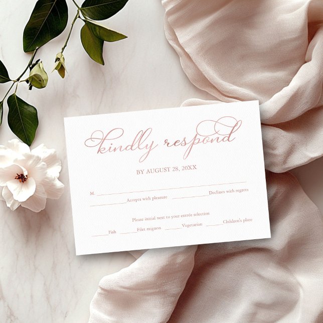 Elegant Rose Gold Foil Script Wedding RSVP Card (Creator Uploaded)