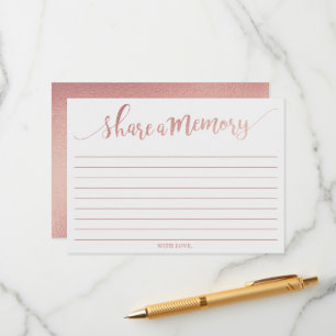 Elegant Rose Gold Foil Share A Memory Card