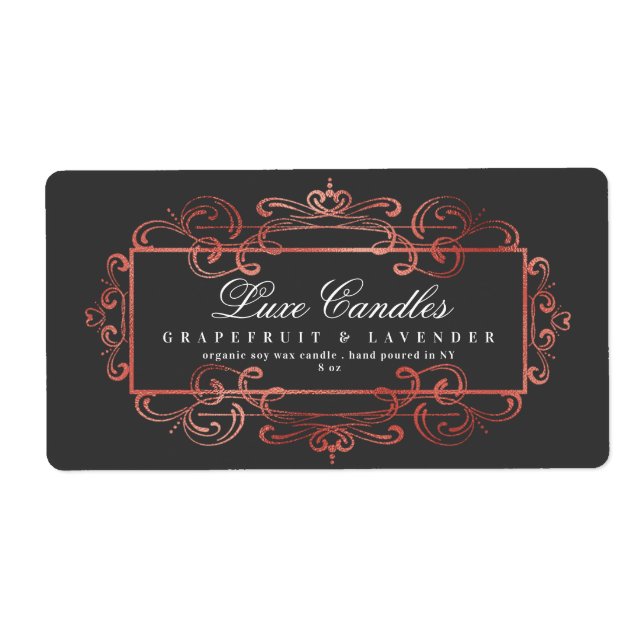 Elegant Rose Gold Foil Swirls Luxurious Dark Grey (Front)