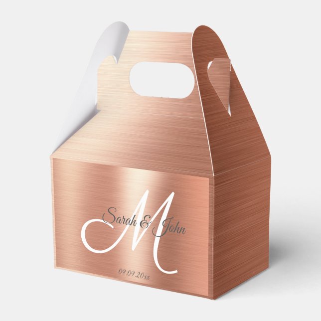 Elegant Rose Gold Foil Wedding Favour Box (Front Side)