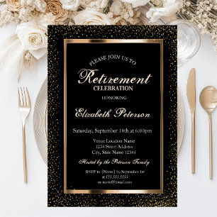 Elegant Rose Gold Frame Confetti  Retirement Party Invitation