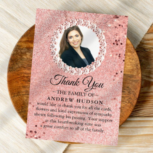 Elegant Rose Gold Funeral Thank You Card