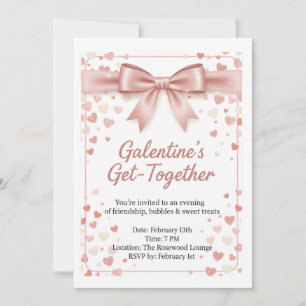 Elegant Rose Gold Galentine's Day Invitation Templ