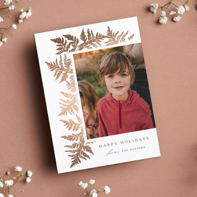 Elegant Rose Gold Garland Photo Holiday Card (Creator Uploaded)