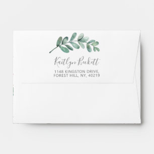 Elegant Rose Gold Geometric Eucalyptus Foliage Envelope