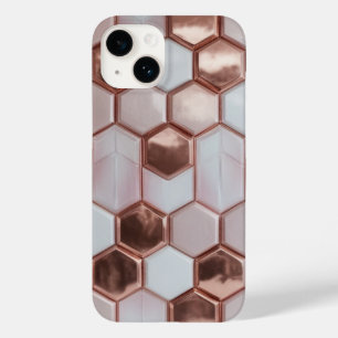 Elegant Rose Gold Geometric iPhone 16 Plus Case