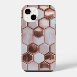 Elegant Rose Gold Geometric iPhone 16 Plus Case