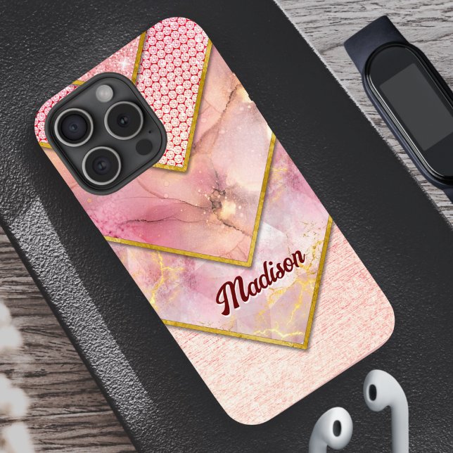 Elegant rose gold girly geometric Case-Mate iPhone Case (Creator Uploaded)