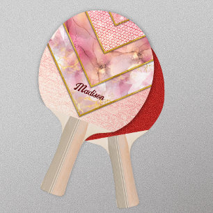 Elegant rose gold girly geometric ping pong paddle