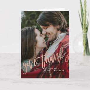 Elegant Rose Gold Give Thanks Thank You Card