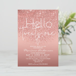 Elegant Rose Gold Glitter 21st Birthday Invita Invitation
