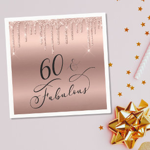 Elegant Rose Gold Glitter 60th Birthday Party Napkin