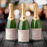 Elegant Rose Gold Glitter 60th Birthday Party Sparkling Wine Label<br><div class="desc">Celebrate your sixtieth birthday in style with these personalised wine labels. "60 & Fabulous" is written in an elegant white script on a rose gold background,  with rose gold faux glitter dripping from the top. Customise with your name and the party date.</div>