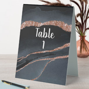 Elegant Rose Gold Glitter and Grey Agate 