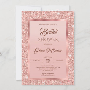 Elegant rose gold glitter and rose gold foil invitation