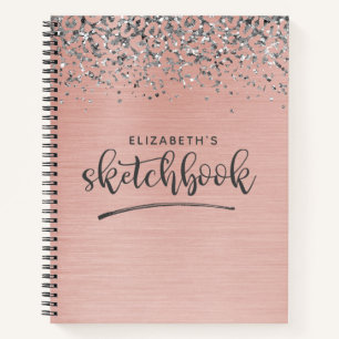 Elegant Rose Gold Glitter Artist Sketchbook Notebook