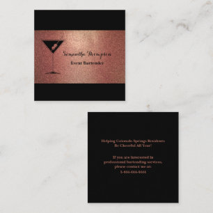 Elegant Rose Gold Glitter Bartender Business Card
