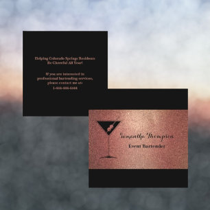 Elegant Rose Gold Glitter Bartender Business Card